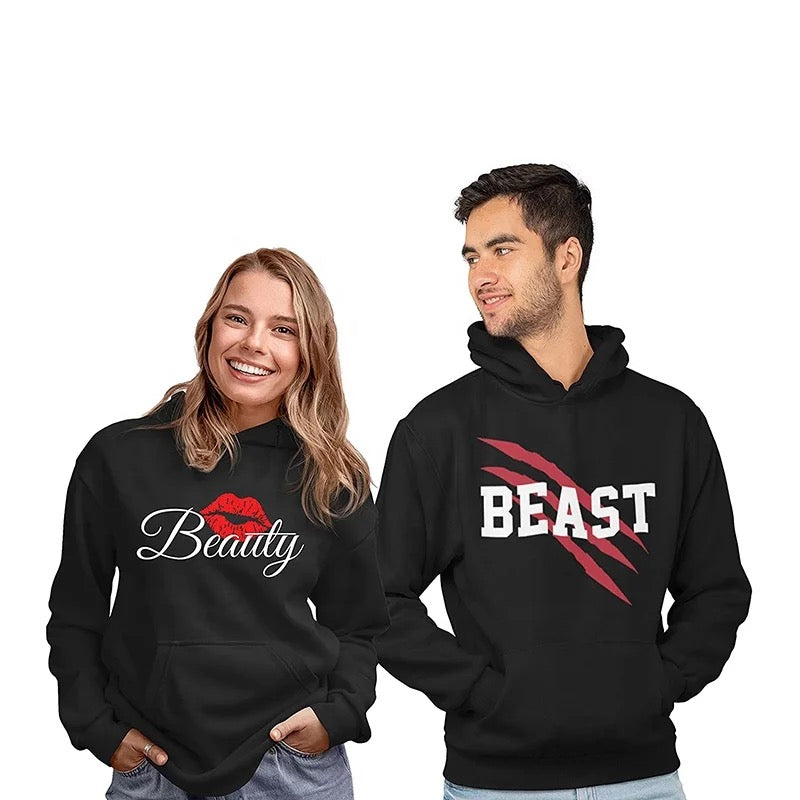 Beauty and Beast Matching Couples Hoodies 1pc