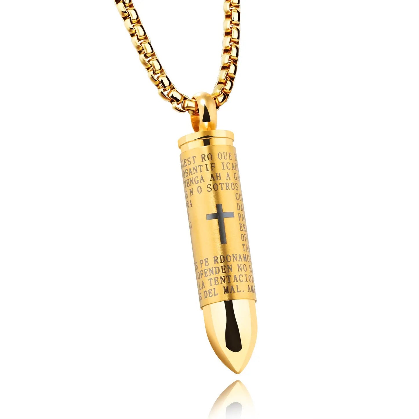 Stainless Steel Bullet Capsule Prayer Necklace