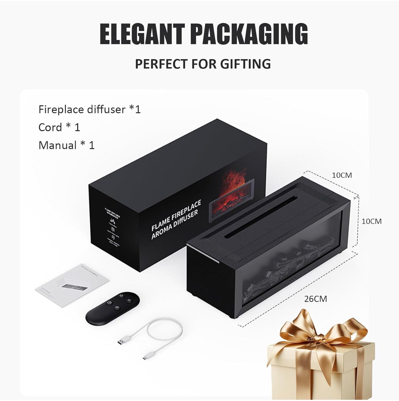 7 Color Fireplace Humidifier & Diffuser + Remote