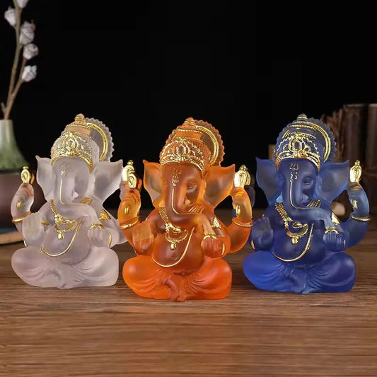 Beautiful Lord Ganesh Glass Resin Ornament Murti