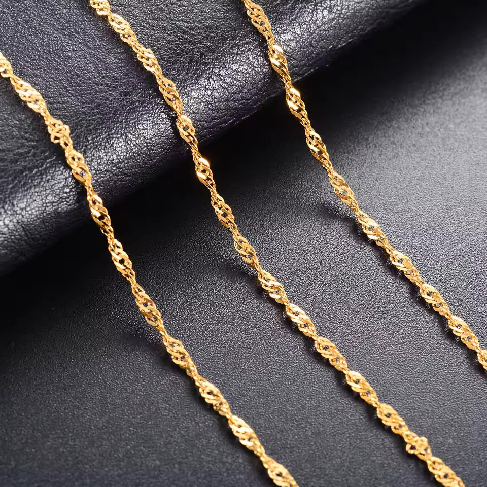 High Quality Stainless Steel Dainty Water Wave Chain (50cm Length)