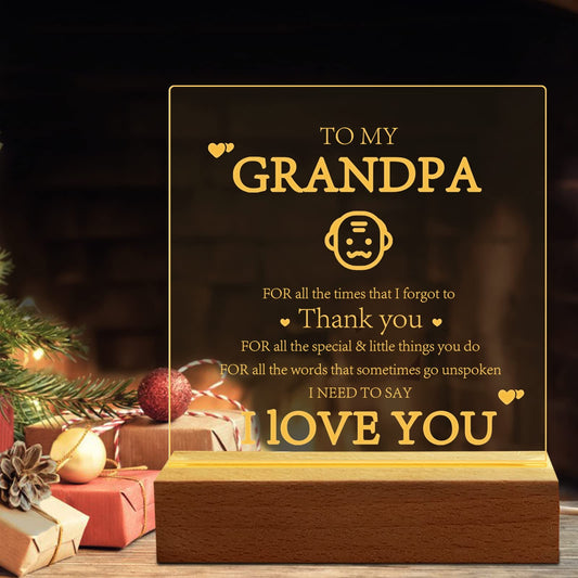 Grandpa Love 3D Acrylic Night Lamp With Wooden Base
