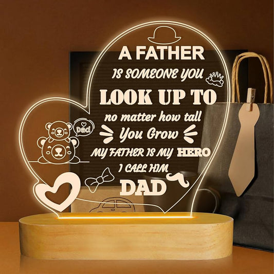 Father’s Love 3D Acrylic Night Lamp With Wooden Base