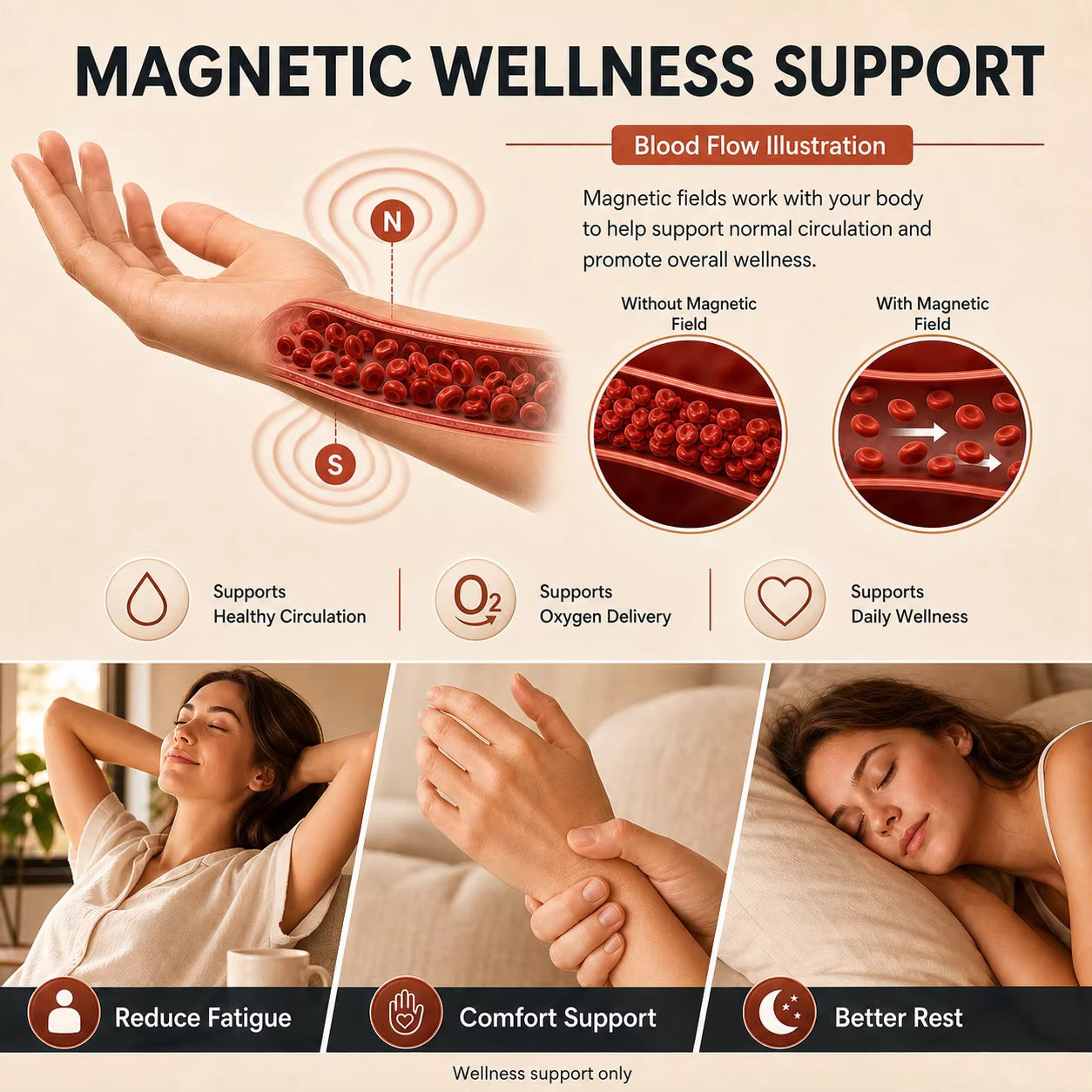 Adjustable Ultra Strength Pure Copper Magnetic Bracelet (99.99% Copper) Hammered Design