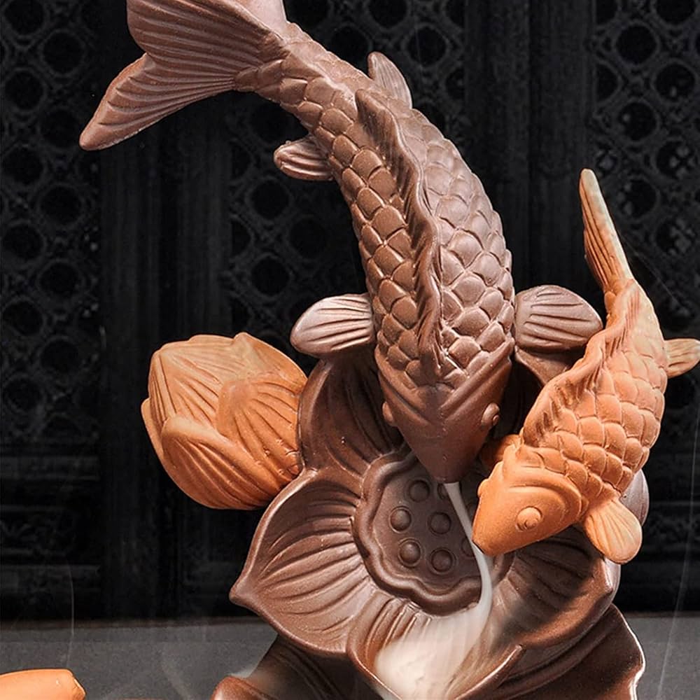 Koi Pind Designed Incense Holder + 10 Free Back-flow Incense