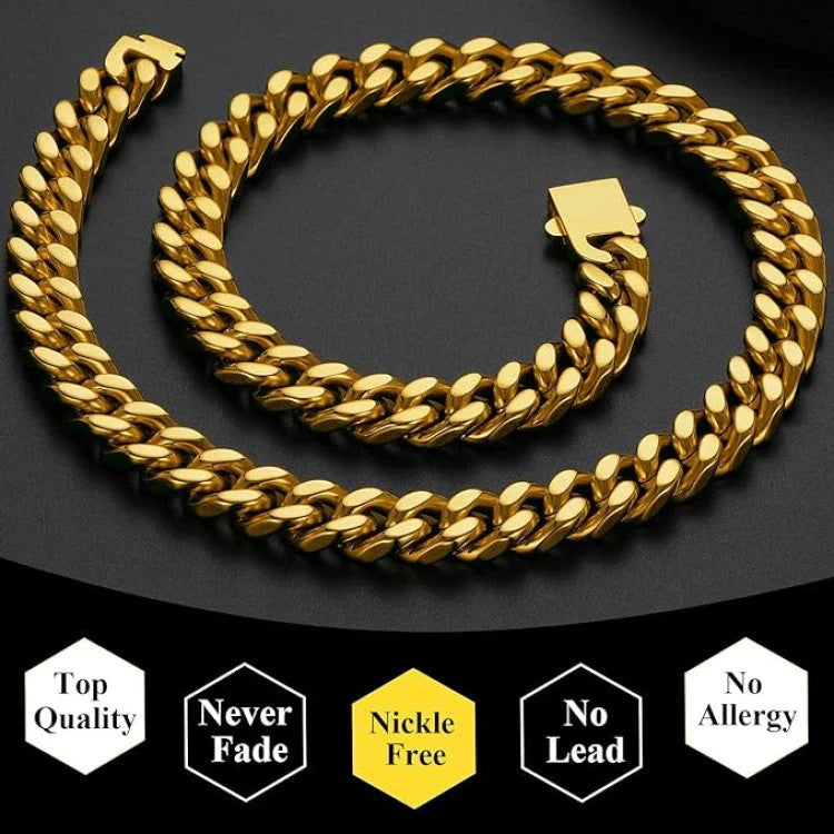 Thick Stainless Steel Cuban Link (Gold)