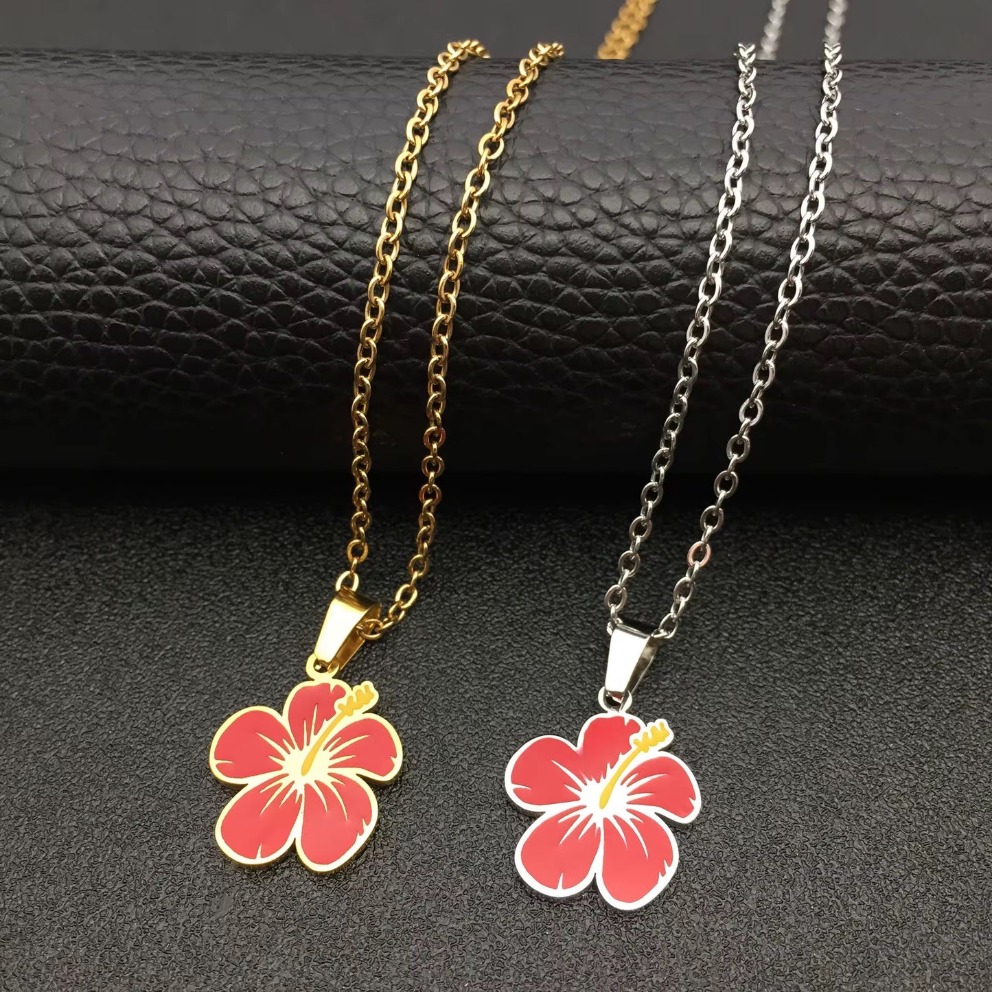 Stainless Steel Hibiscus Necklace