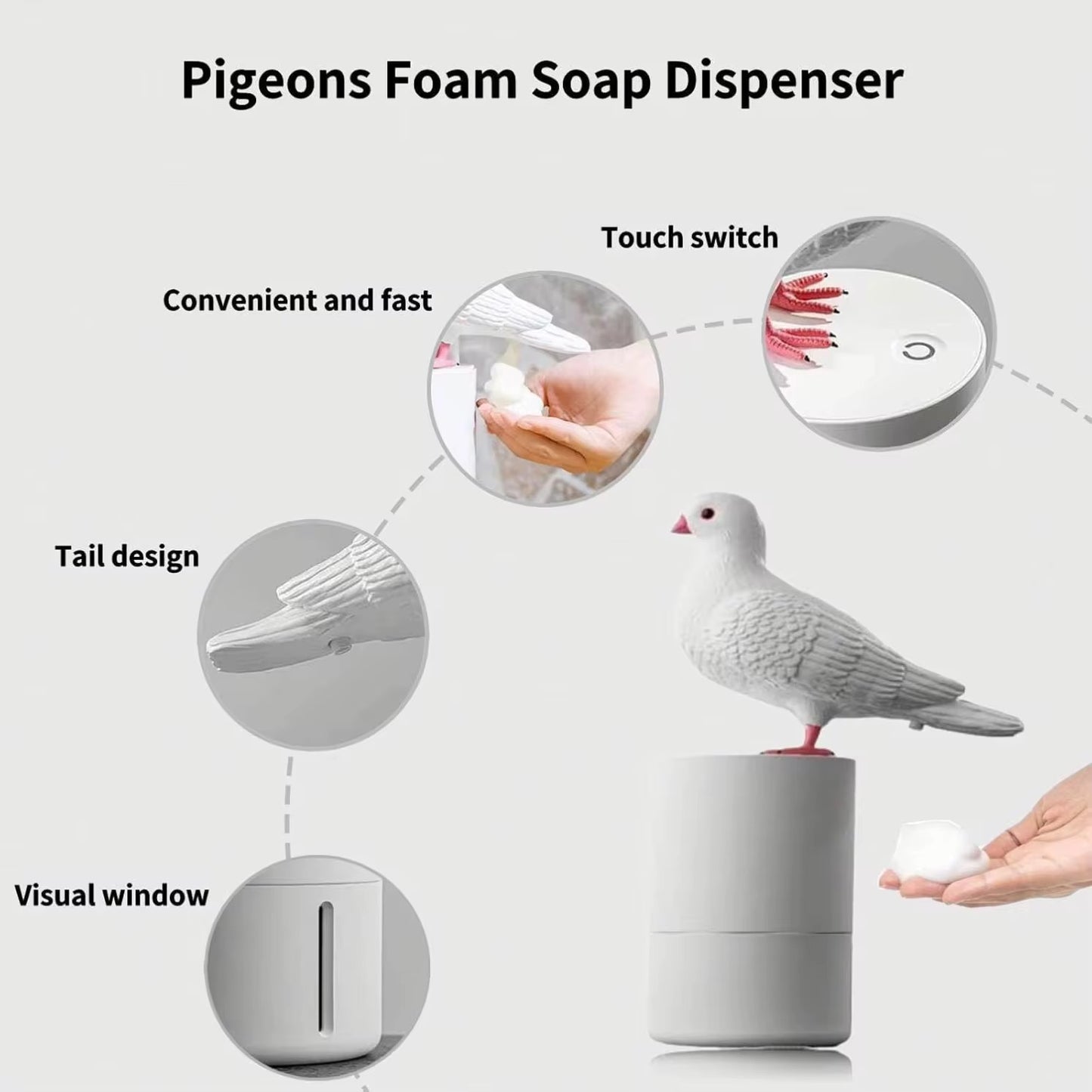 Multipurpose Pigeon Poop Automatic Dispenser for Soap / Hand Sanitizer/ Shampoo Etc.