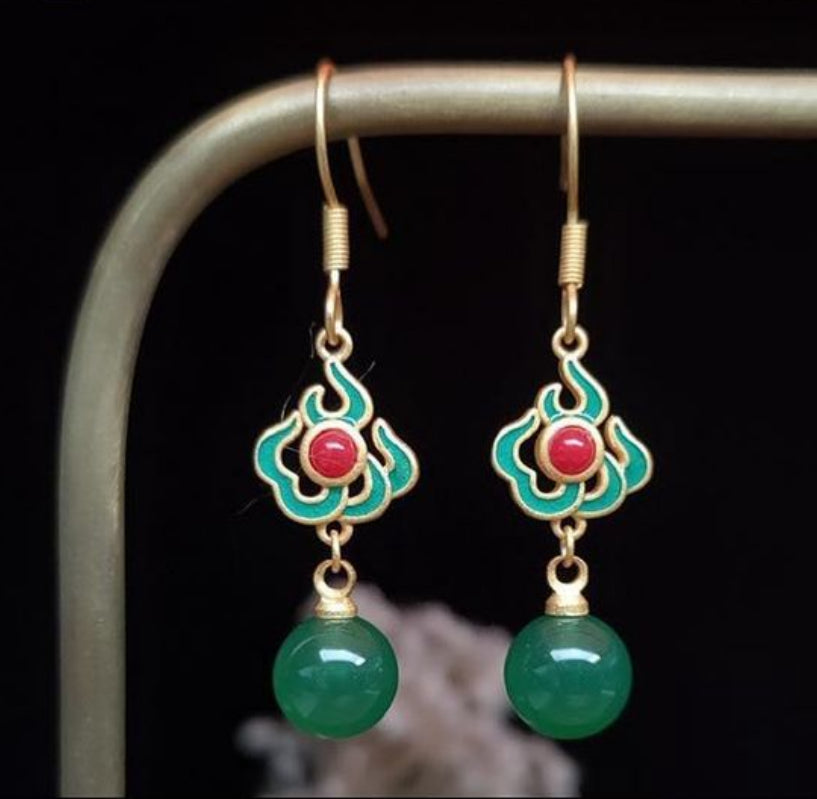 Women Jade Blessings Earrings