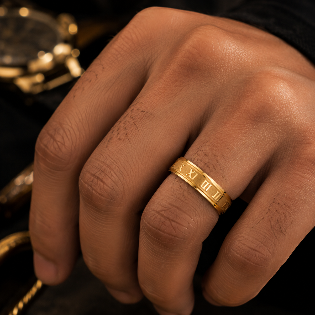 Stainless Steel Roman Numeric Ring