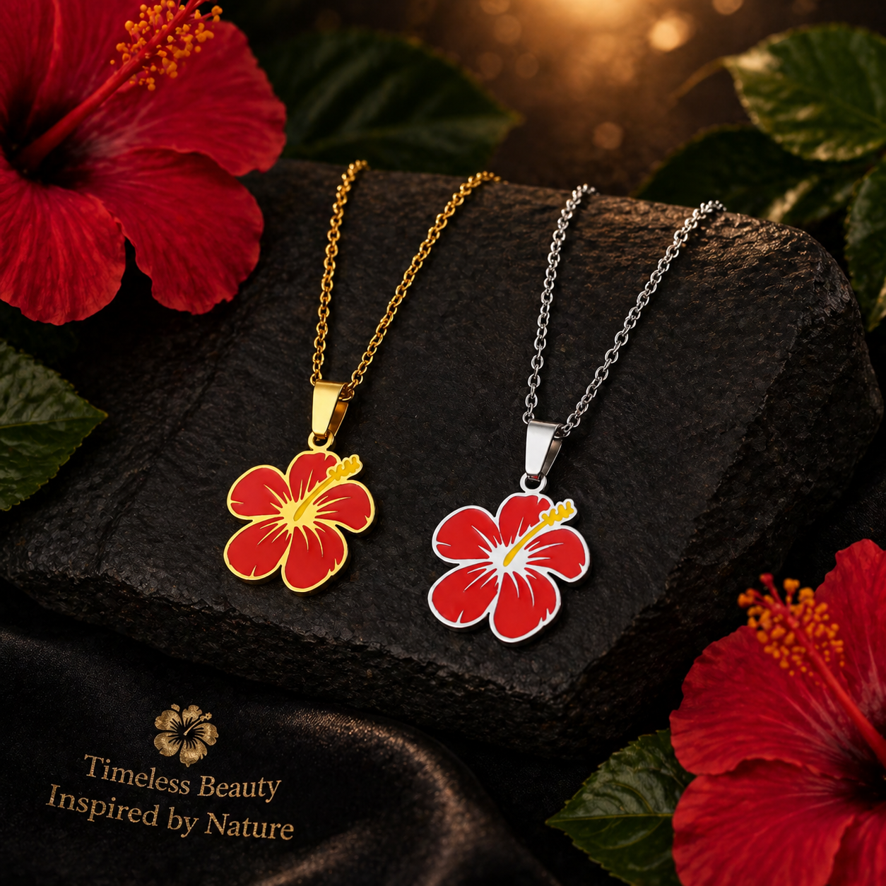 Stainless Steel Hibiscus Necklace