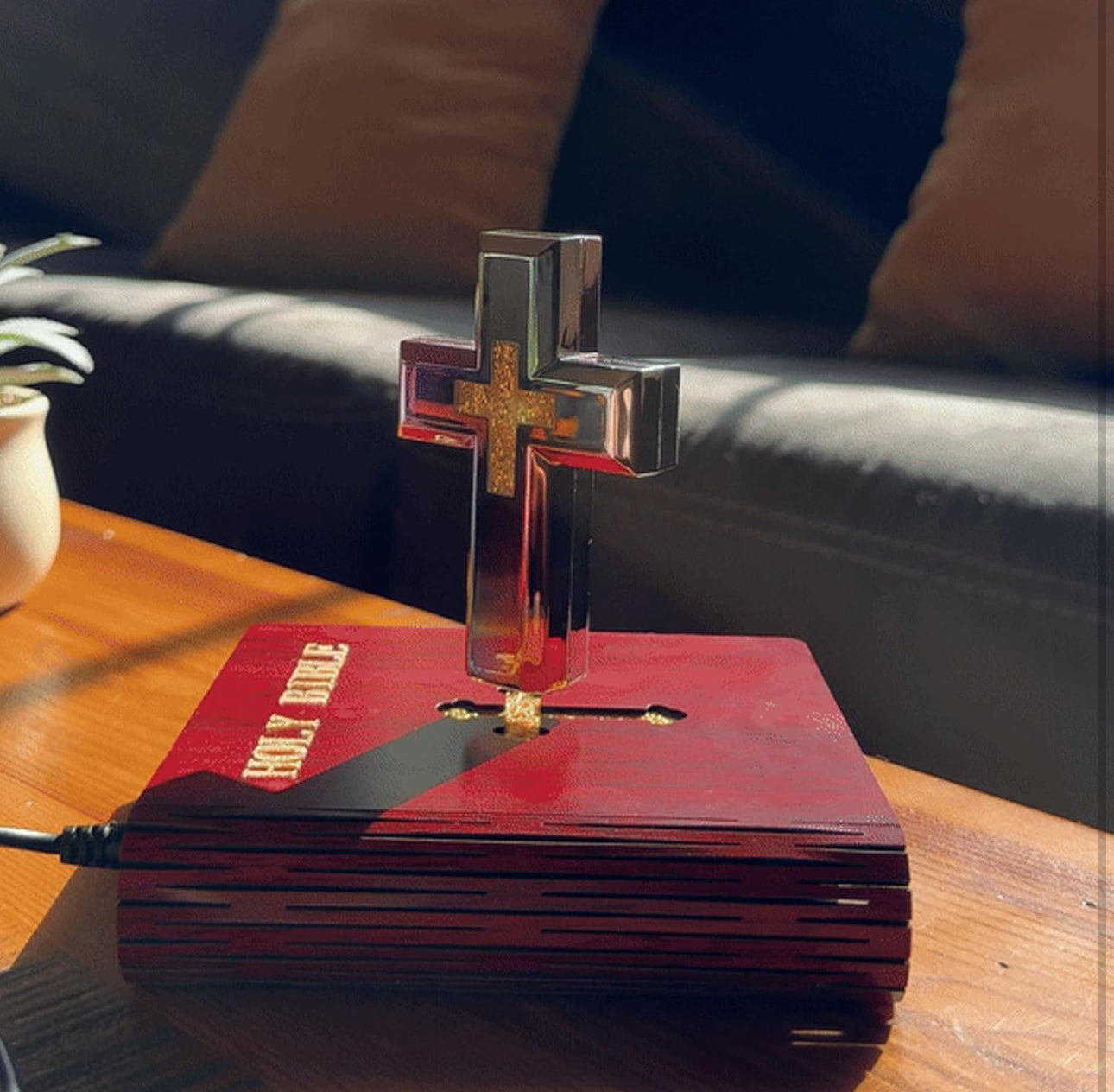 Magnetic Levitating / Floating Cross on Holy Bible