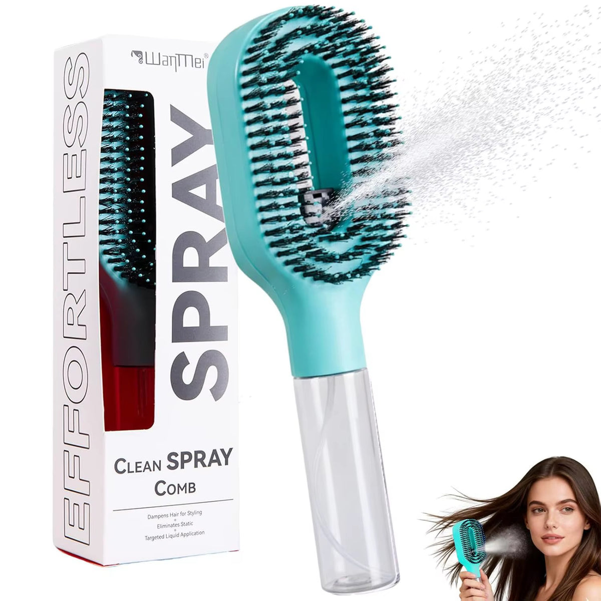 2-in-1 Ionic Hair Mist Brush with Built-In Spray Bottle – Pink