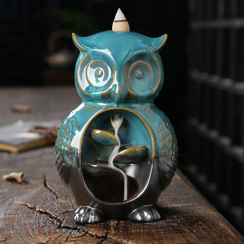 Owl Incense Holder +10 Free Back-Flow Incense