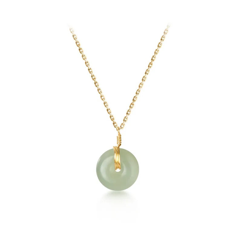 Dainty Jade Donut Necklace