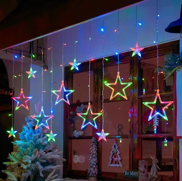 Decorative LED Curtain String Lights – Stars Design | RGB & Warm Yellow