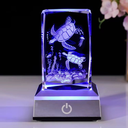 K9 Glass Crystal 3D Laser Engraved Sea Turtles Lamp