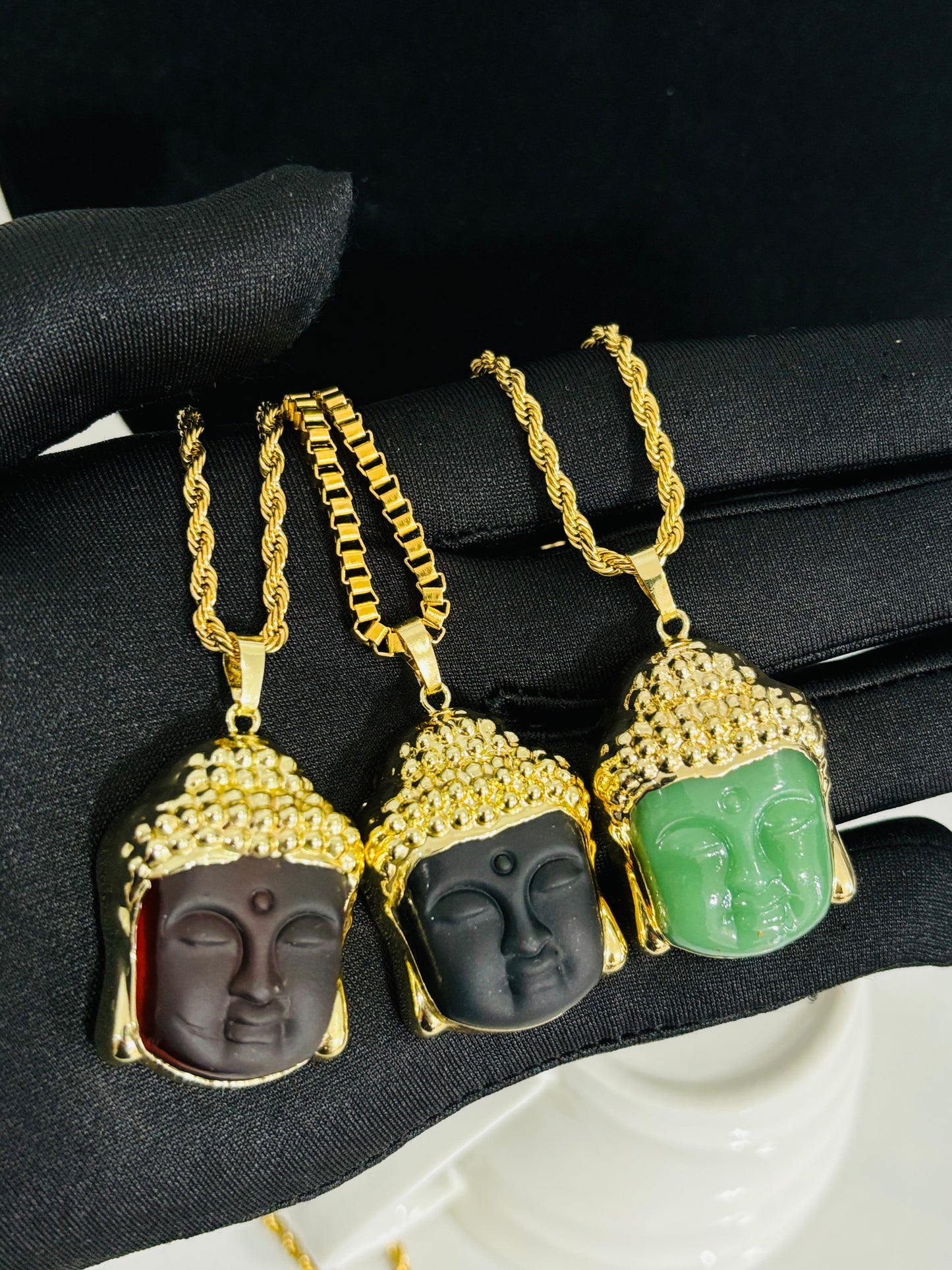 Buddha Head Natural Stone Crystal Necklace