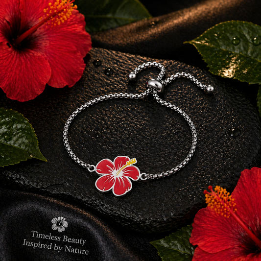 Stainless Steel Hibiscus Adjustable Bracelets