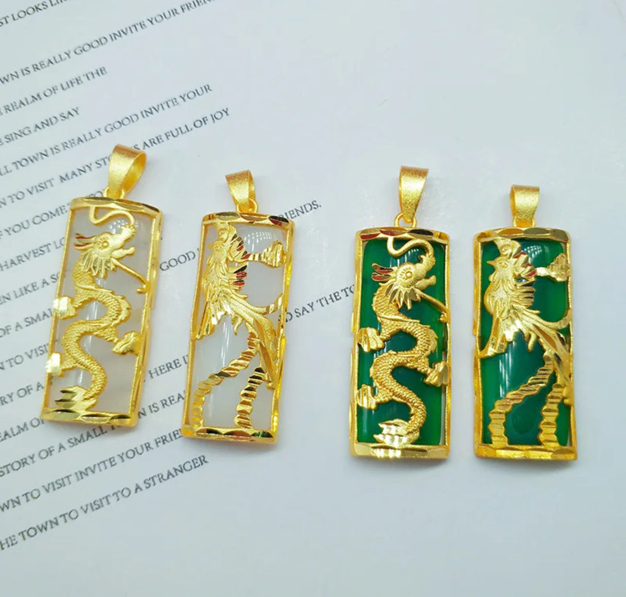 Jade Dragon & Phoenix Necklace