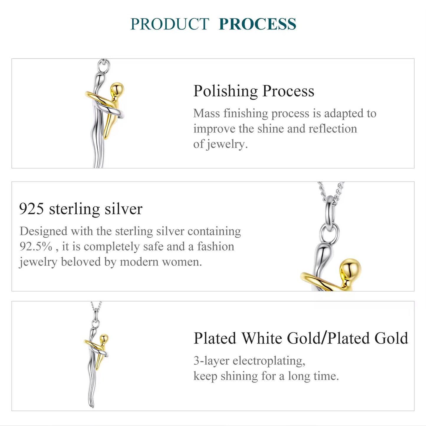 Stainless Steel Mother & Child Unity Love Hug Necklace