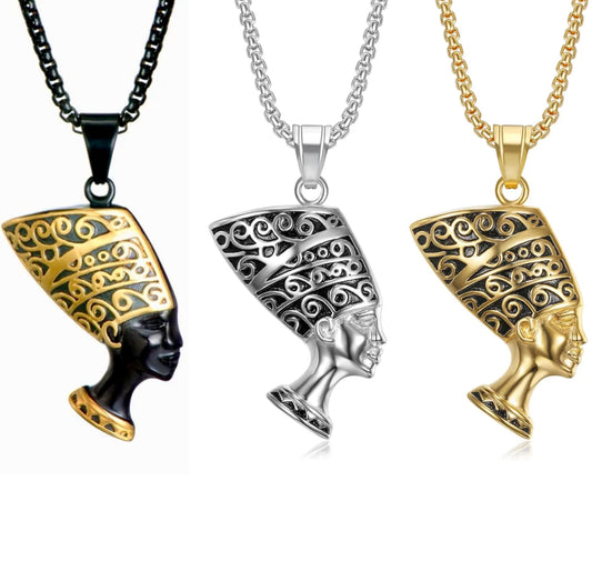 Stainless Steel Egyptian Queen Nefertiti Necklace