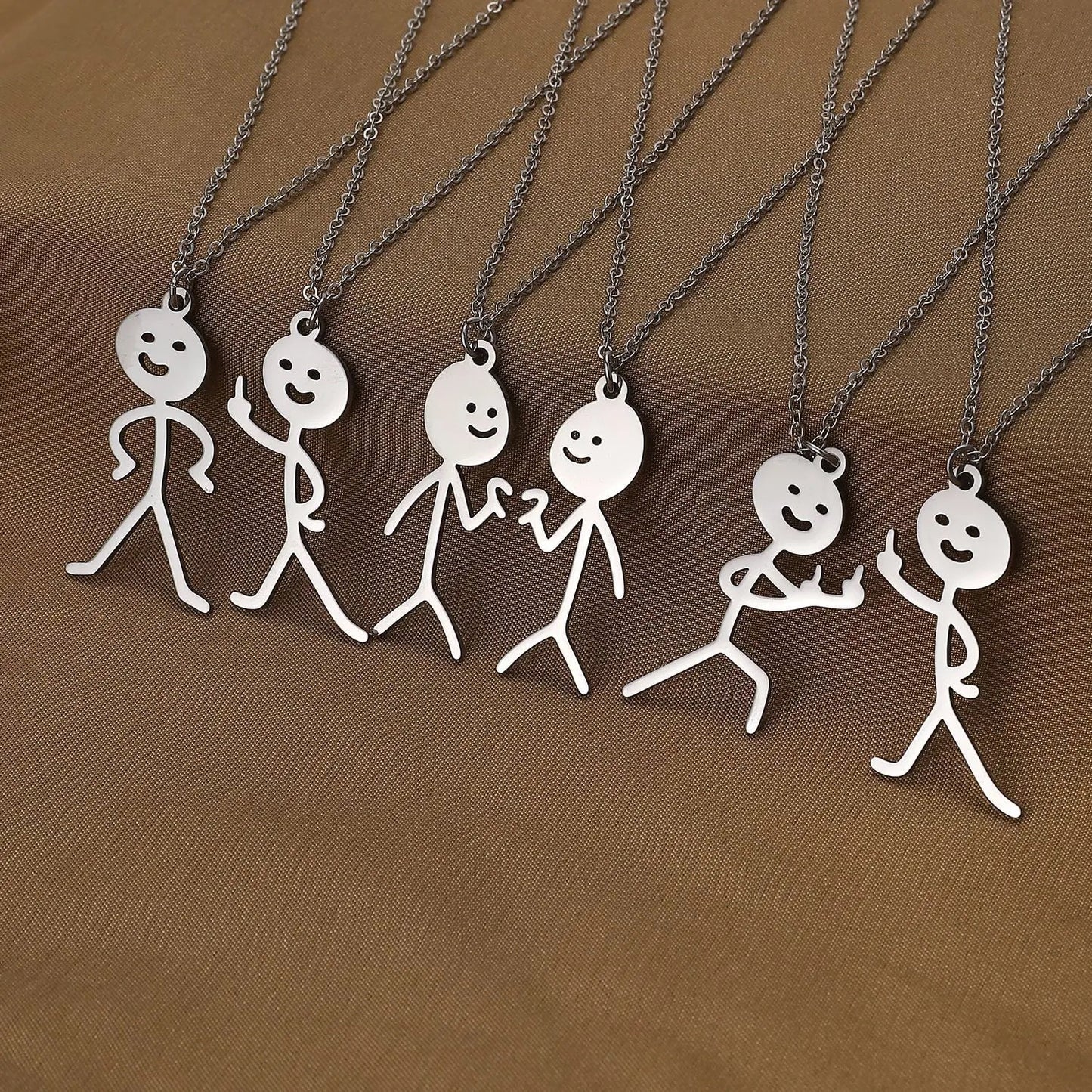 Stainless Steel Funny Doodle Love Necklace 2pc