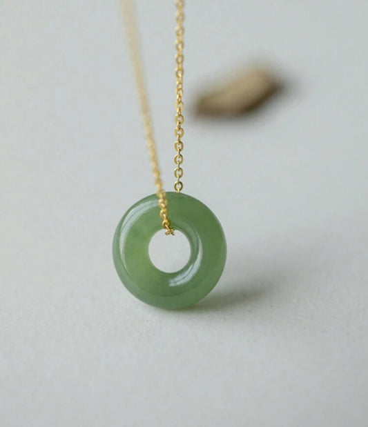 Dainty Mini Jade Donut S.Steel  Necklace