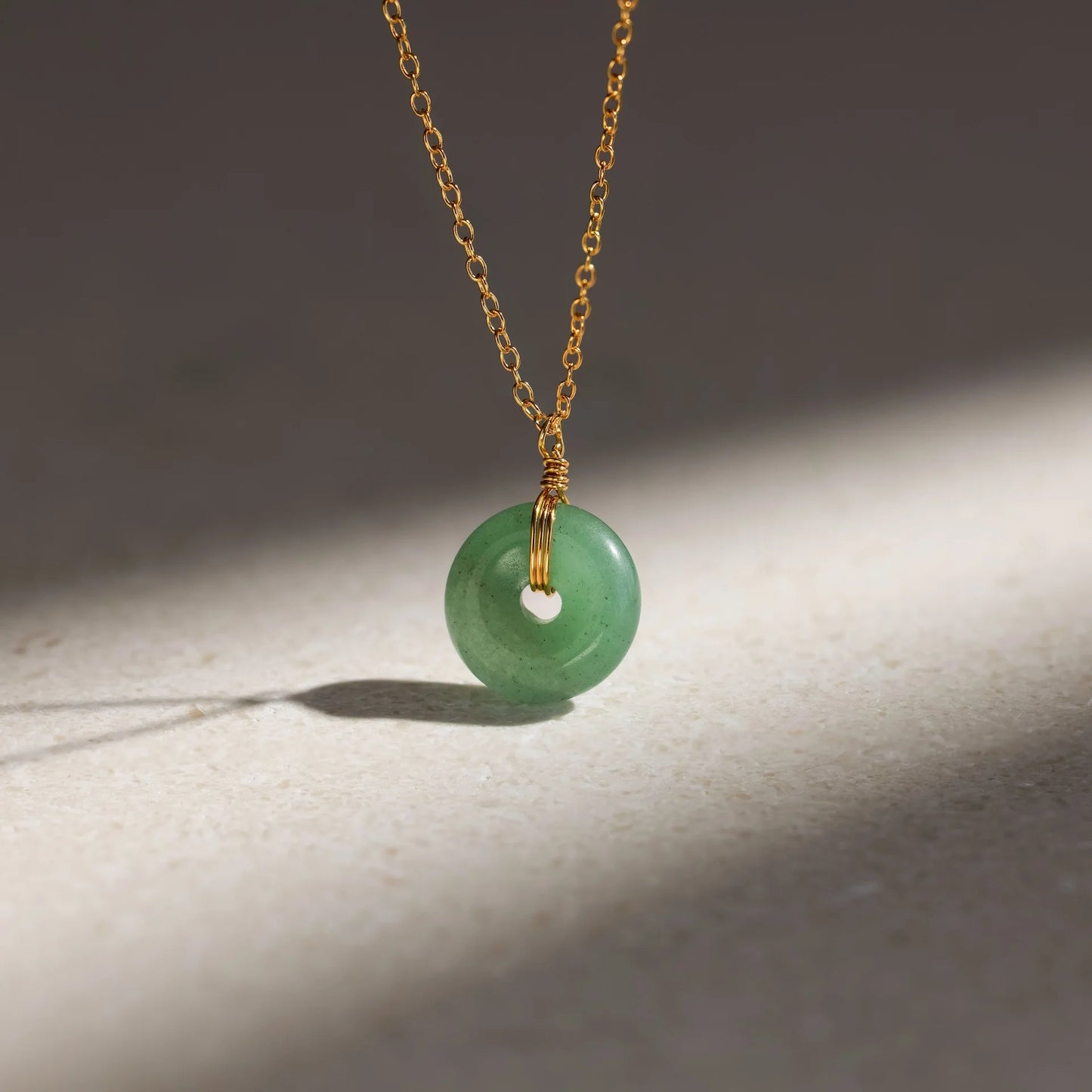 Stainless Steel Jade Donut Necklace