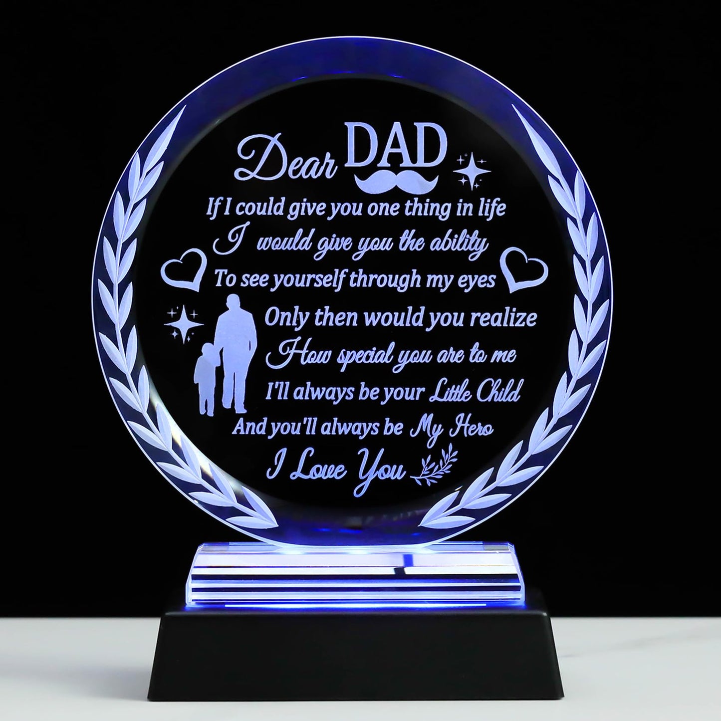 Father’s Love 3D K9 Glass Crystal 3D Laser Engraved Lamp Will