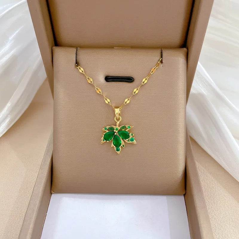 Zircon Maple Leaf Necklace