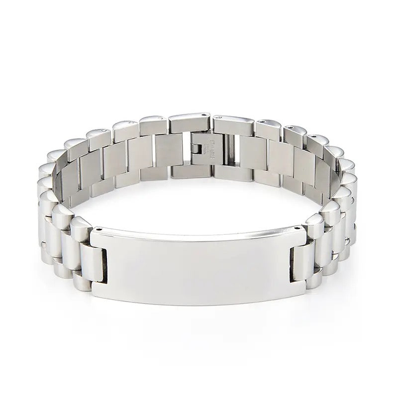 Customizable Stainless Steel Cuban Bracelet with Engraving