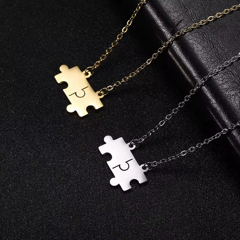 Customizable Stainless Steel Initial Joint Puzzle with Engraving