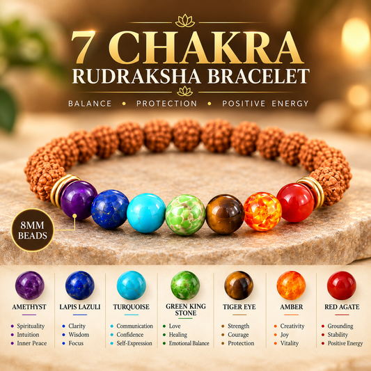 Rudraksha 7 Chakra Natural Bracelet