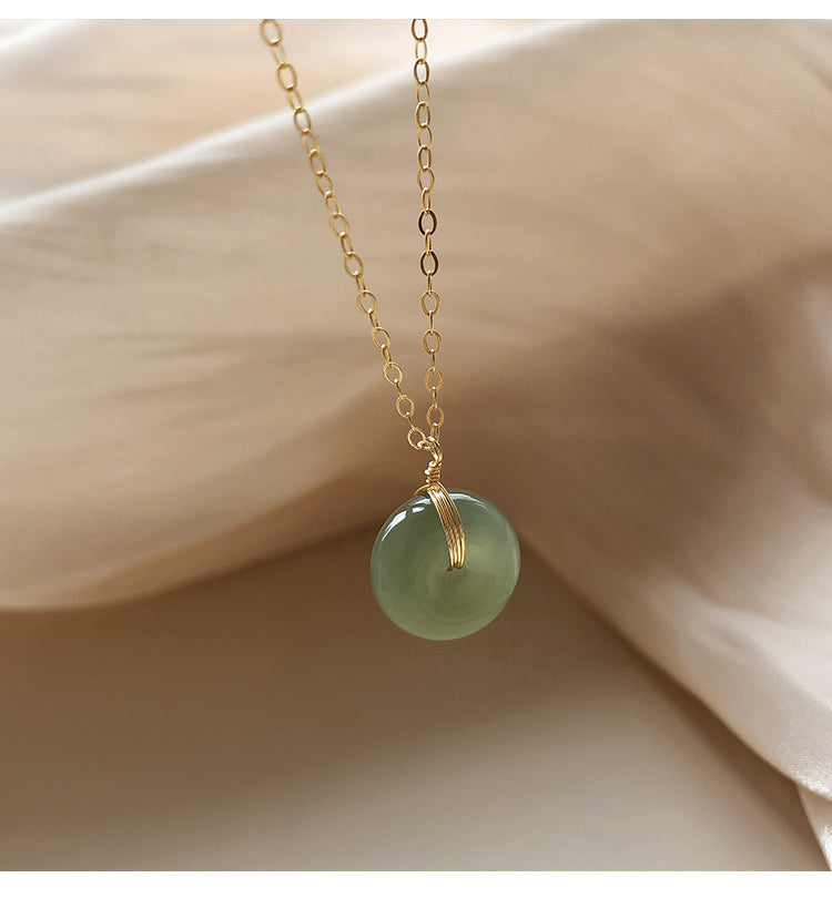 Stainless Steel Jade Donut Necklace