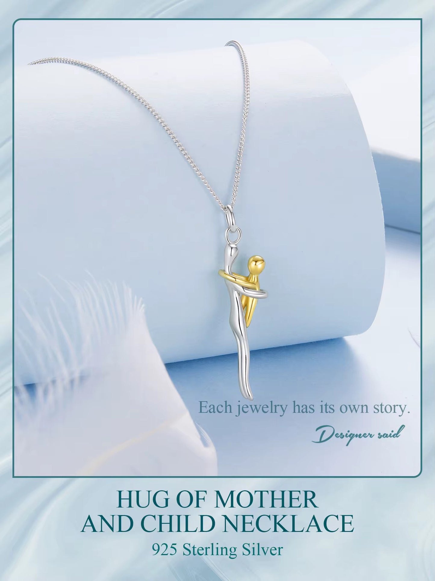 Stainless Steel Mother & Child Unity Love Hug Necklace