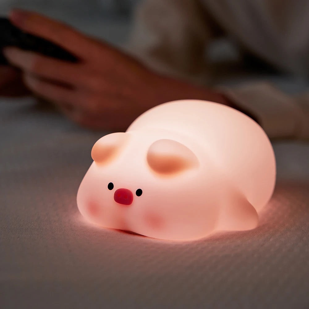 Adorable Squishy Silicone Animal Night Light (Pig)