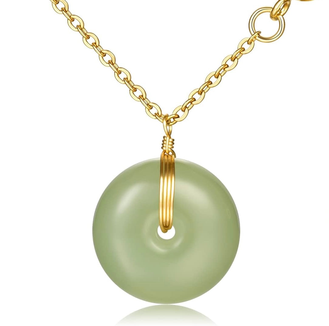 Stainless Steel Jade Donut Necklace