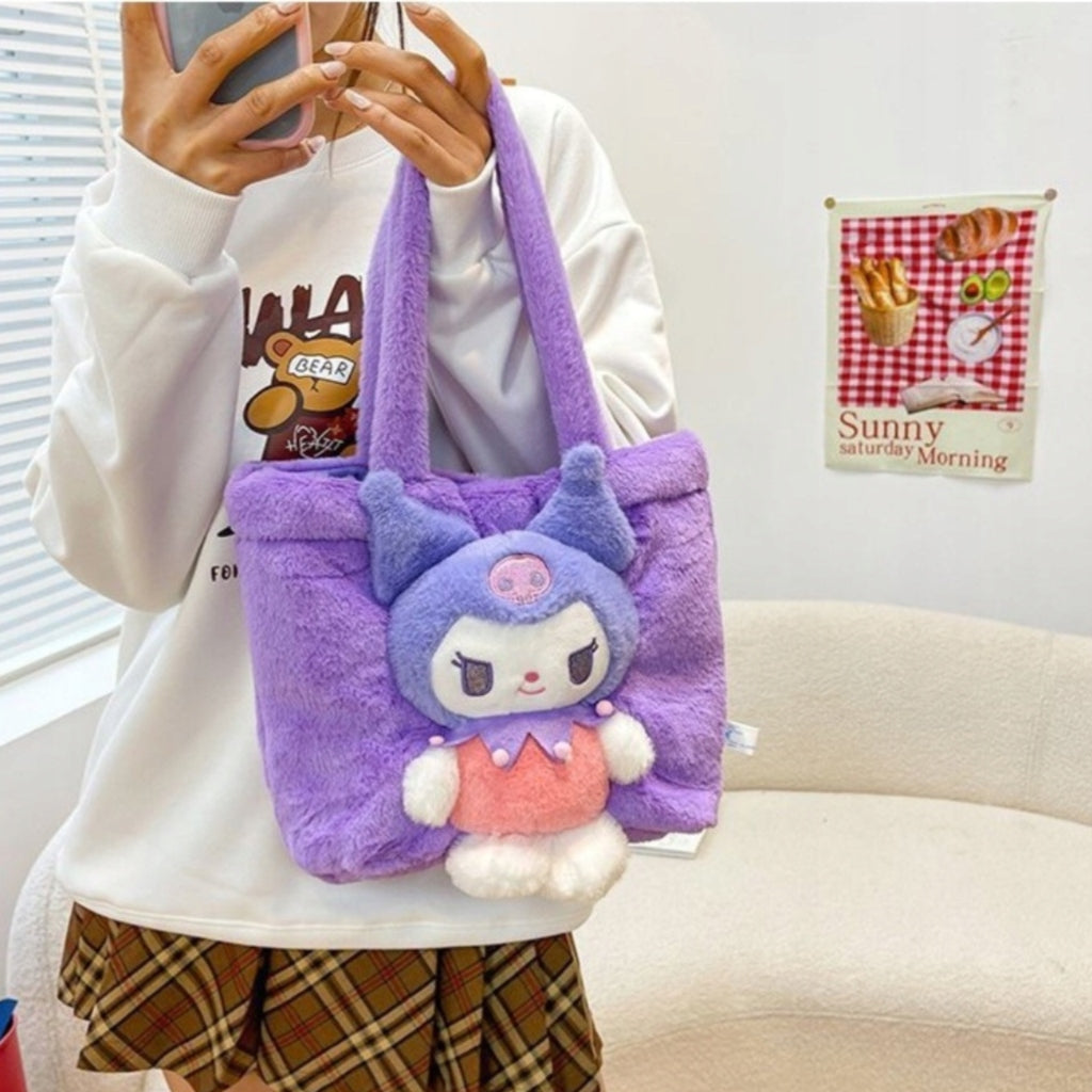 Kuromi Plush Travel Tote Bag