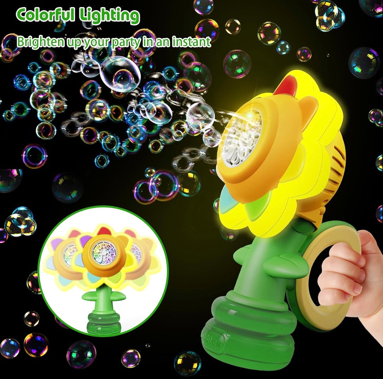 Electric Dancing Sunflower Automatic Bubble Machine + 130ml Bubble Solution