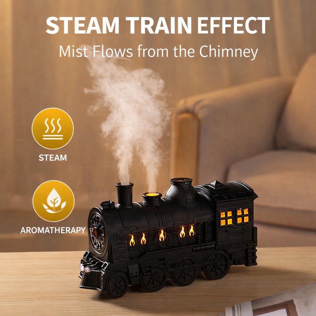 Train-Shaped 300 mL Humidifier & Essential Oil Diffuser with Remote