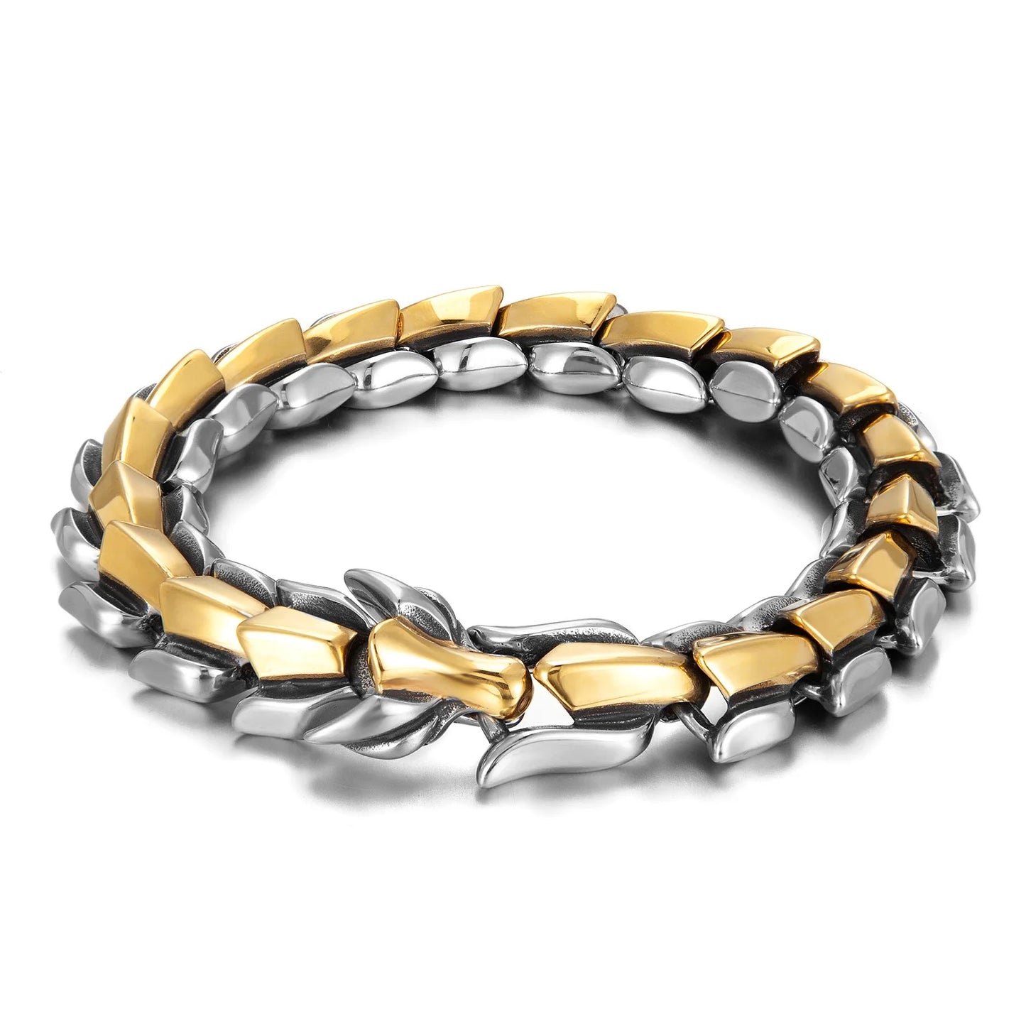 Luxurious Stainless Steel Cuban Dragon Bracelet (15mm Width)