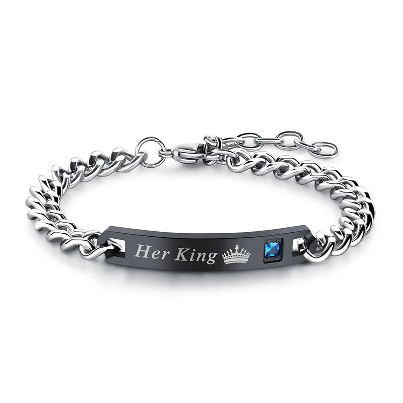 Stainless Steel King and Queen Adjustable Bracelets