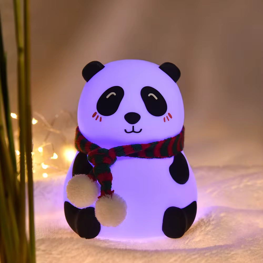 Adorable Squishy Silicone Animal Night Light (Panda with Scarf)