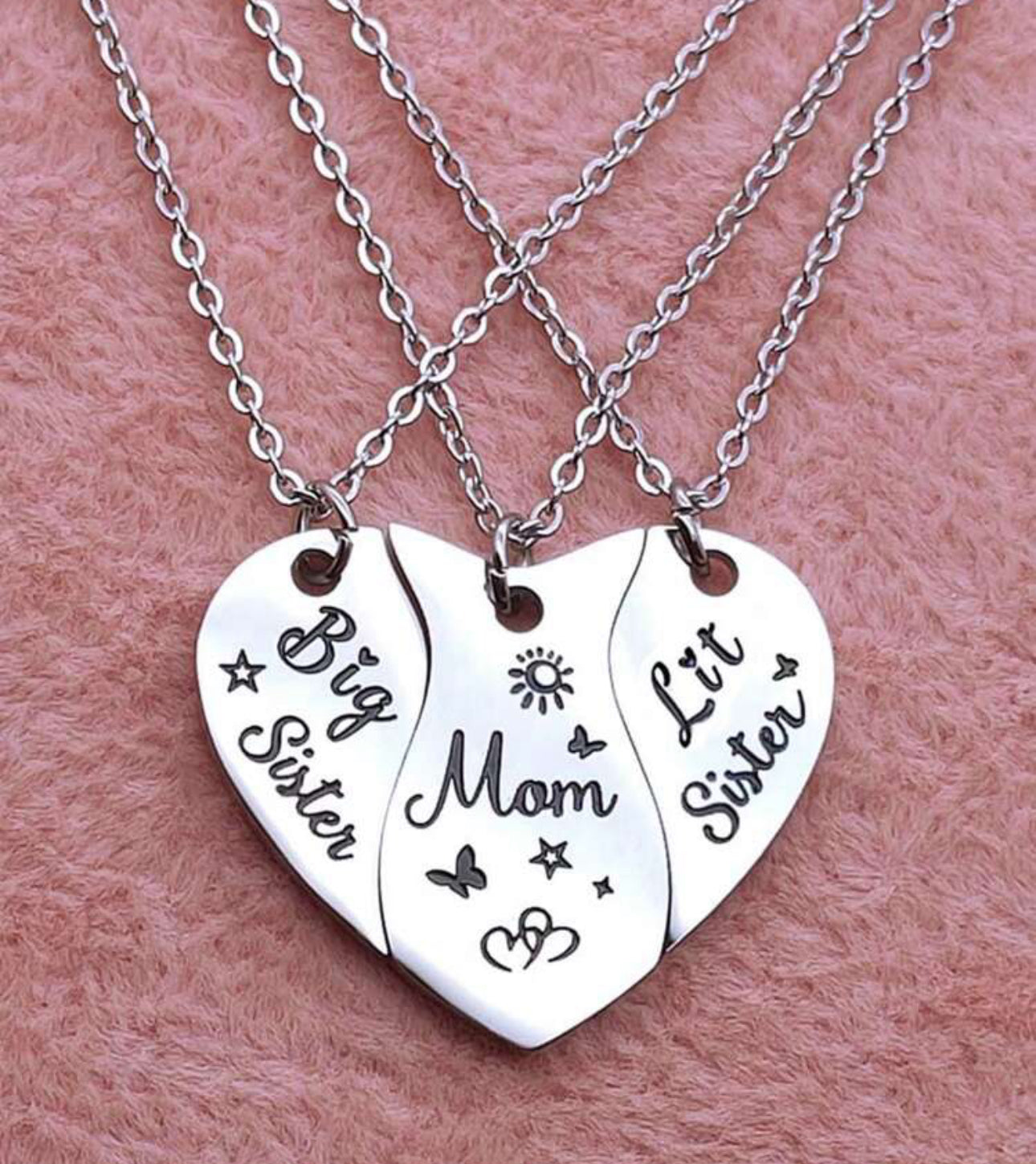 Stainless Steel Daughters and Mom Necklace 3pc