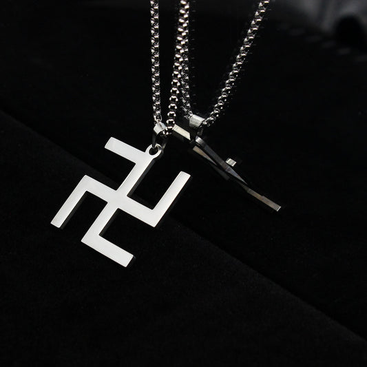 Stainless Steel Hindu Religious Swastika Symbol Necklace.