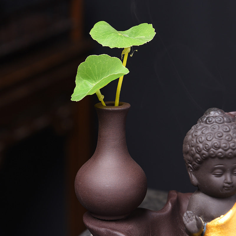 Buddha Incense Holder + 10 Free Back-Flow Incense