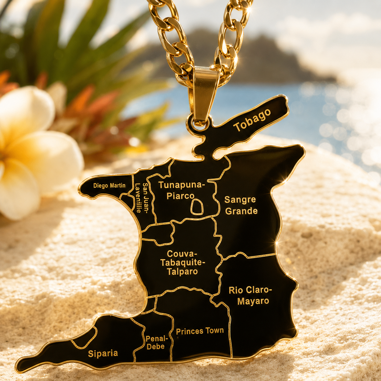Stainless Steel Trinidad and Tobago Map Necklace