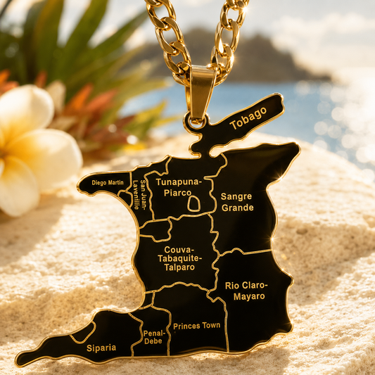 Stainless Steel Trinidad and Tobago Map Necklace