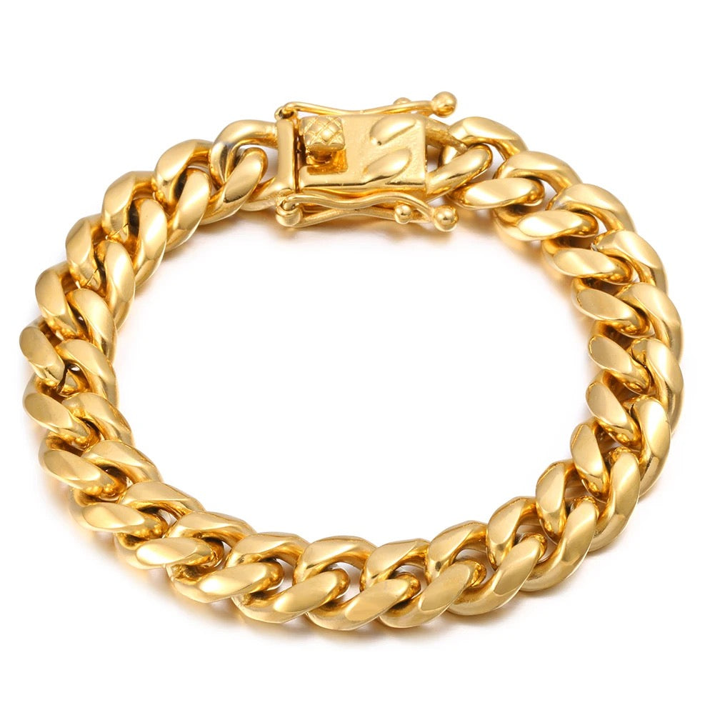 Thick Stainless Steel Cuban Link (Gold)